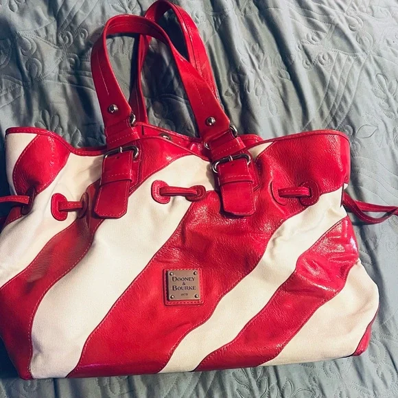 Dooney & Bourke Red and Cream Tote Bag - Picture 1 of 4